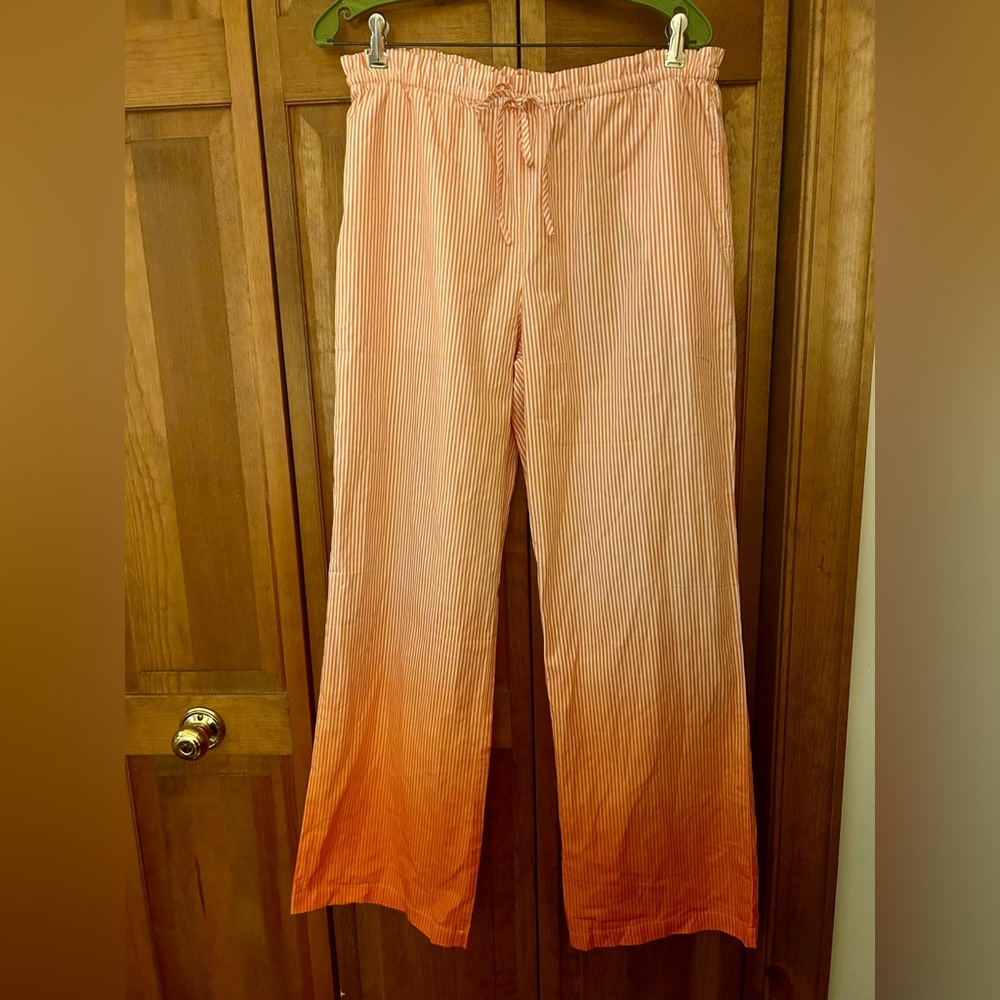 Solid & Striped Women’s Retro Coastal Summery Sz L Orange & White Striped Pants